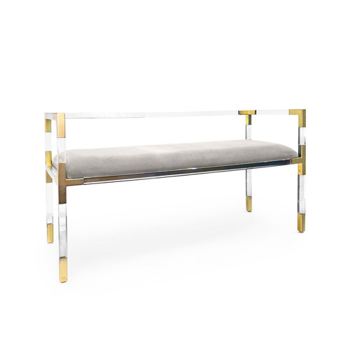 Everly Quinn Clear Bench With Brass Details Wayfair